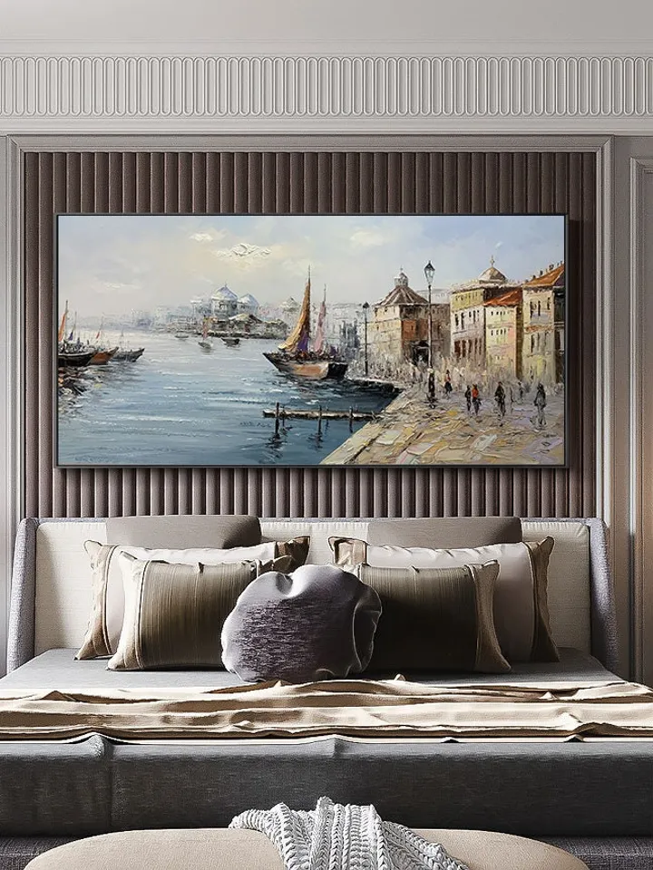 PANORAMIC WALL ART - Bridge Photography - River Landscape Abstract Extra Large Artwork - Living Room Decor