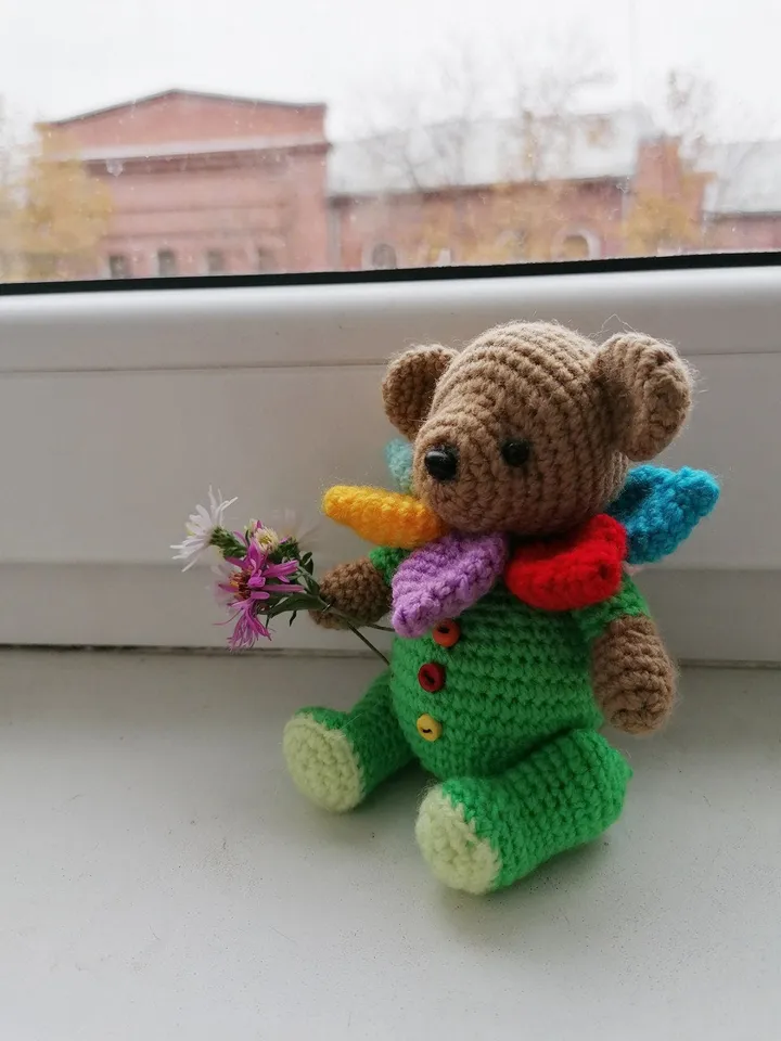 PDF Crochet Pattern Teddy Flower Bear, Small Toy Pattern, Amigurumi, Animal Pattern, Amigurumi bear pattern, cute Teddy bear pattern
