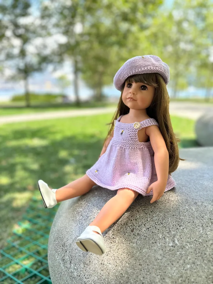 GOTZ SET Bee sundress & Beret: Exclusive Handmade Outfit, American Girl, OOAK