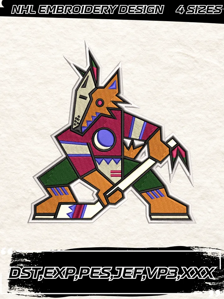 Arizona Coyotes Logos Embroidery Designs,NHL Logo Embroidery Files, Machine Embroidery Design File, 4 Sizes,Digital Download