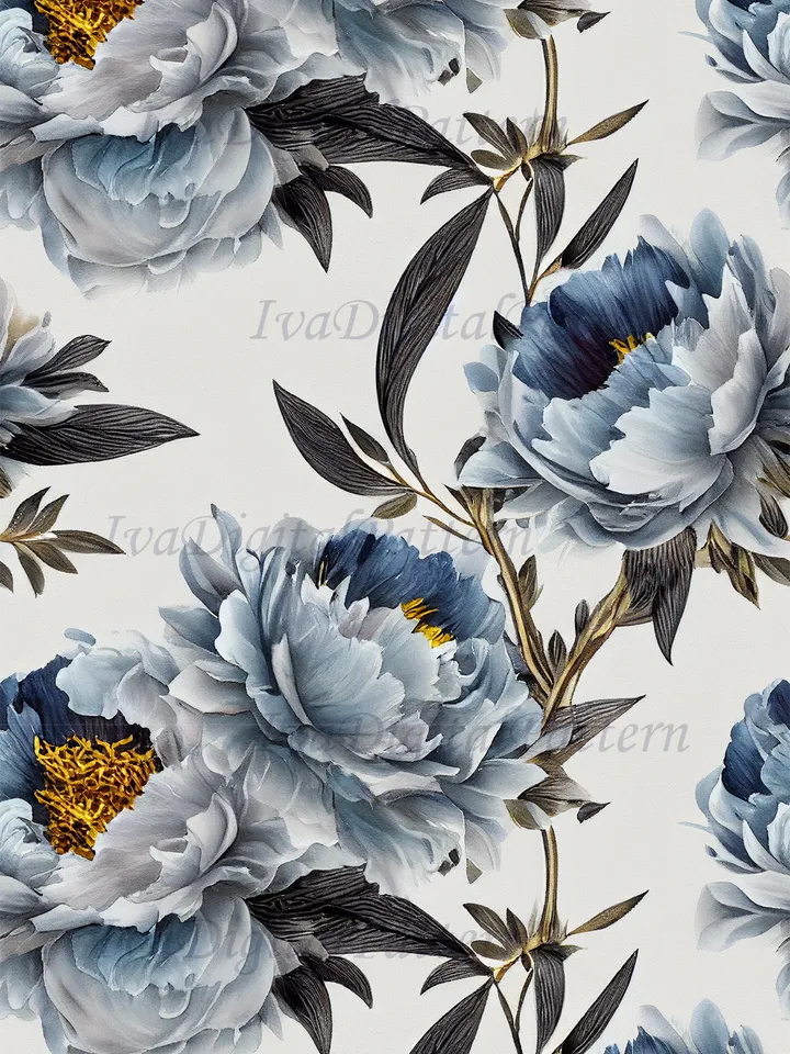 Seamless watercolor blue peony pattern, digital paper, floral pattern, mosaic pattern, commercial use
abstract floral seamless pattern - repeating pattern