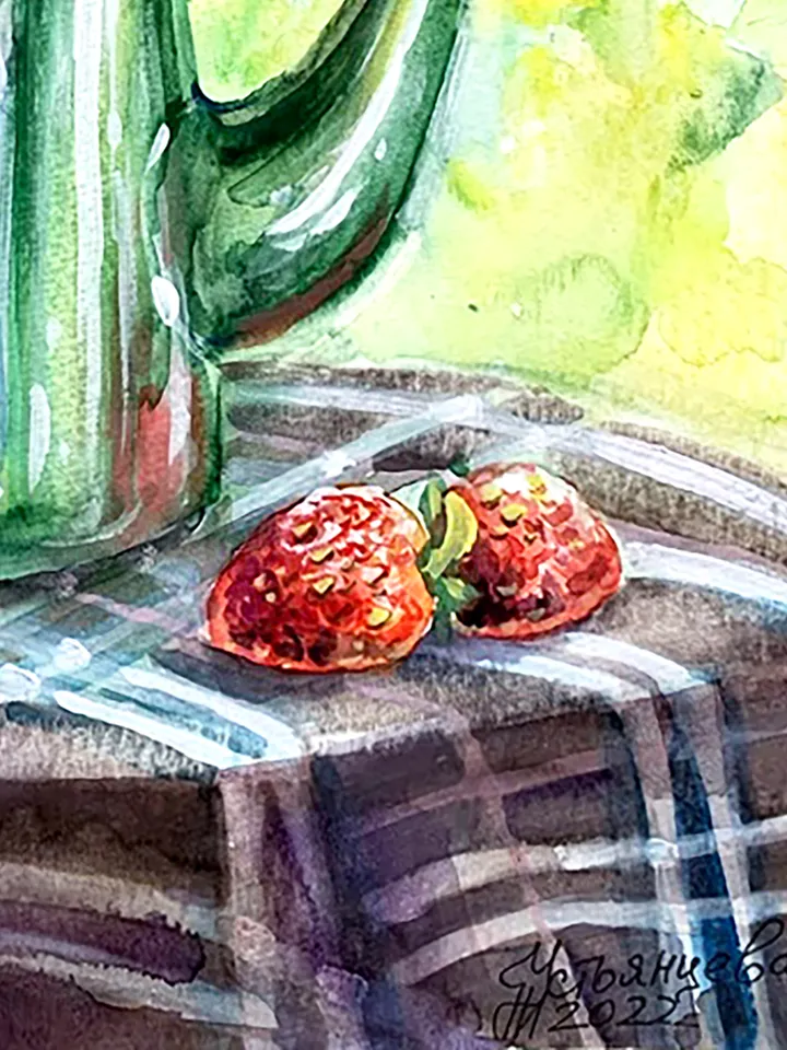 Summer bouquet with poppies, watercolor painting