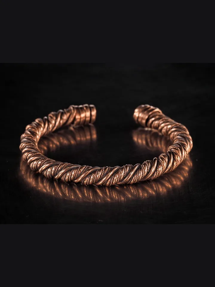 Woven copper wire cuff bracelet Antique style handcrafted copper jewelry