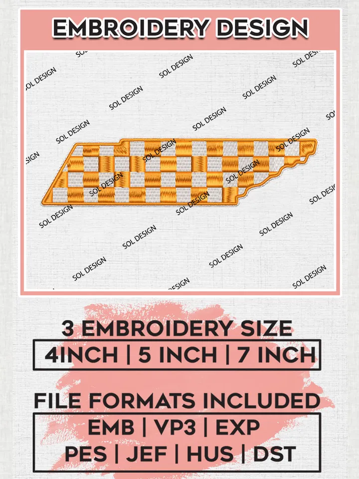 Tennessee Volunteers Football Team Logo Embroidery Design Files, NCAA Tennessee Volunteers Machine Embroidery, NCAA Teams, Game Day, 3 sizes, NCAA Machine embroidery designs, Digital Download