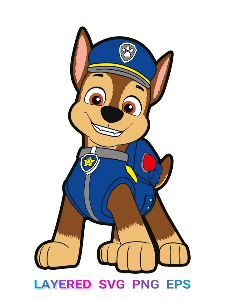 Chase Paw 🐾 Patrol PNG SVG, Police Pup Cricut, Layered