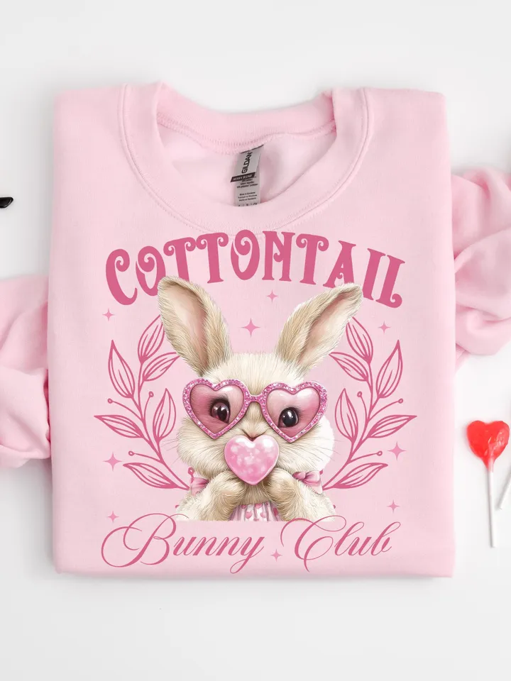 Bunny Club, Retro Easter Bunny Blowing Bubble PNG, Vintage Happy Easter PNG, Funny Easter Bunnie Sunglasses Easter Holiday Sublimation