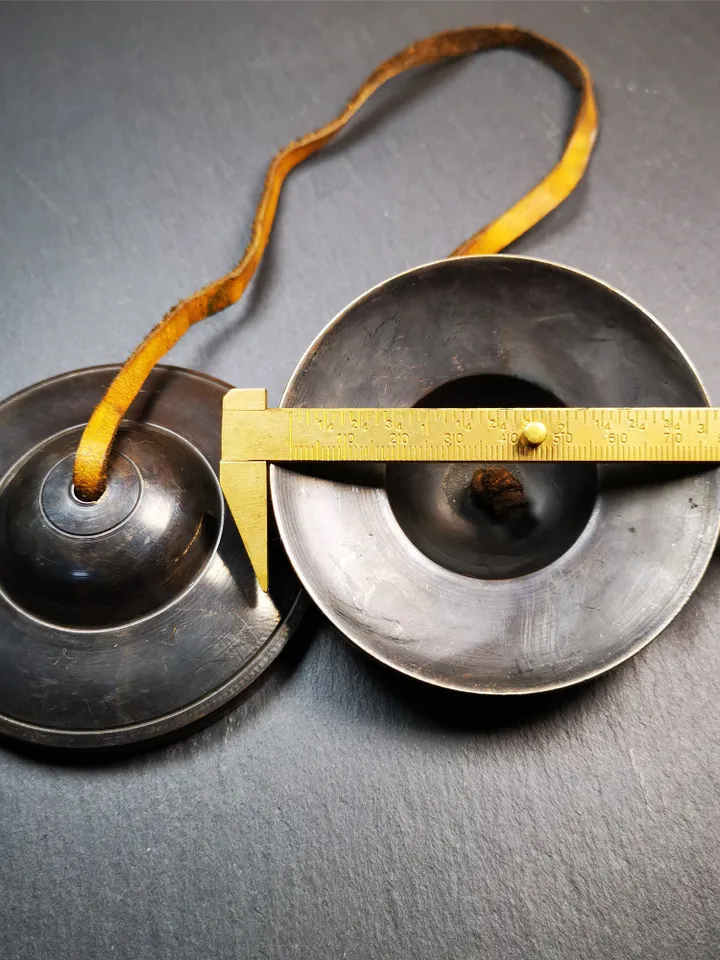 Gandhanra 8.5cm Tibetan Cymbals,Black Tingsha Bell,Buddhism Ritual Implement,Handmade in Nepal,Special Dark Color