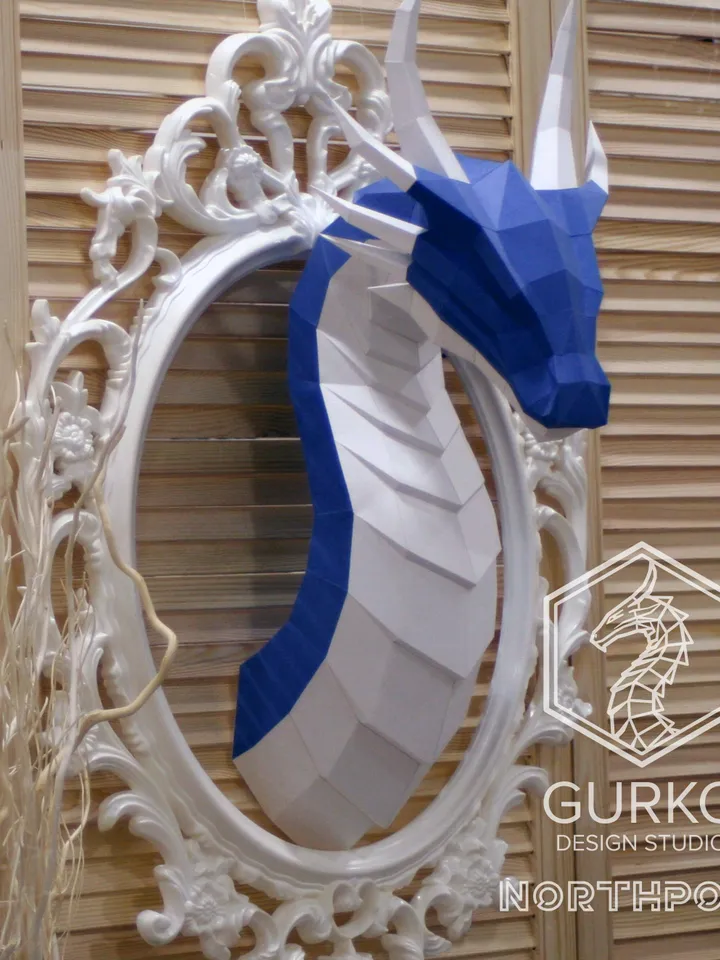 Fire Dragon Papercraft, Digital Template, PDF Download, Gurko, 3D Low Poly, Pepakura, DIY Origami Sculpture, Paper Decor, DIY Gift