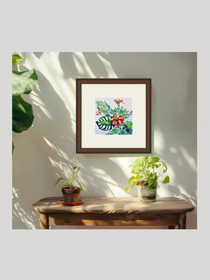 Original Oil Painting of Tropical Flower Exotic Red Flower Mini Oil Art for Home Decor