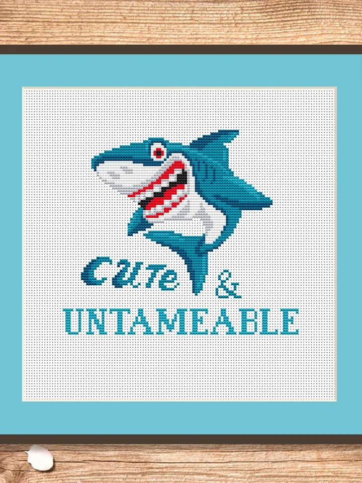 Cute And Untameable Cross Stitch Pattern, Shark Cross Stitch, Shark Pattern, Sea Cross Stitch Pattern, Baby Cross Stitch Patterns #bab003