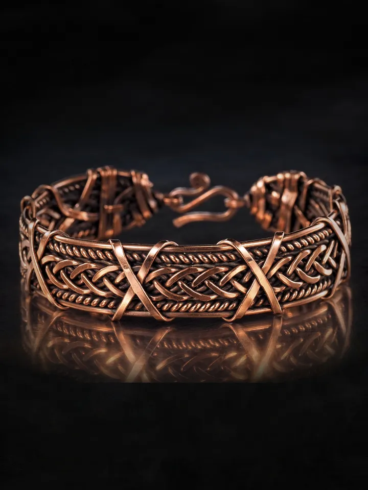 Woven copper wire bracelet Antique style handcrafted copper jewelry Unique gift
