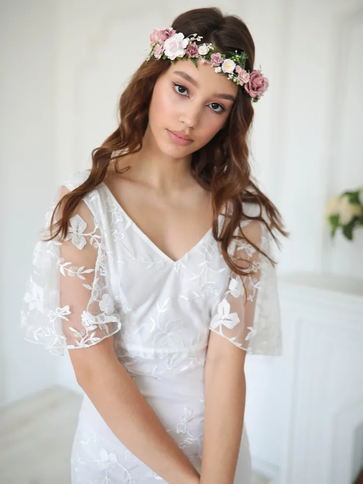 Flower crown, Dusty rose flower crown, Wedding flower crown, Bridal flower crown, Bridesmaids crown
