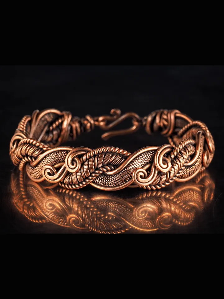 Unique handmade copper wire wrapped bracelet for woman Woven wire copper jewelry Wire wrap art copper jewelry Handmade