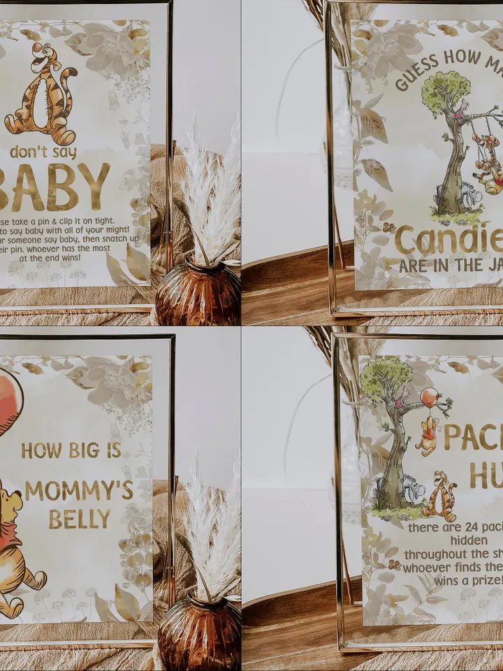 Winnie the Pooh Baby Shower Bundle; Large Winnie the Pooh Baby Shower Set; Honey Bear Baby Shower; We can Bearly Wait shower bundle; poom77