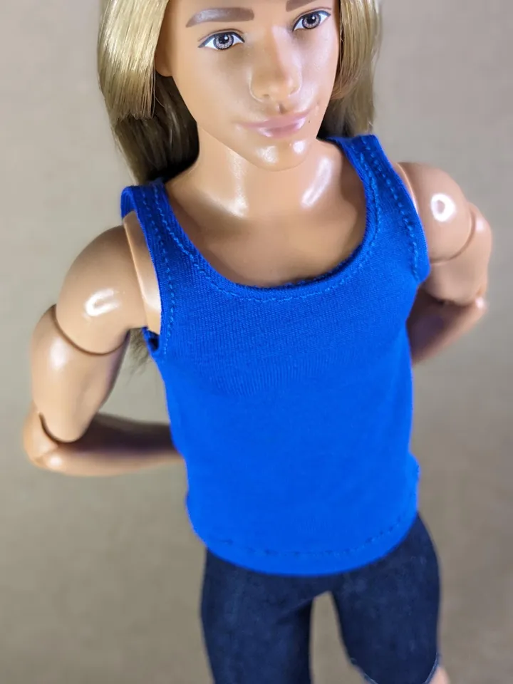 Blue tank top for 12 inch fashion male dolls