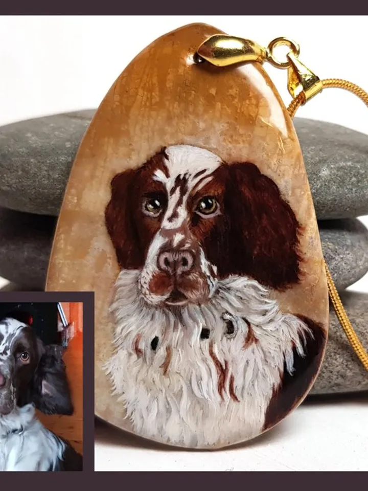 Customized Gift Oil painting on stone based on your pet photo. Dogs or cats.