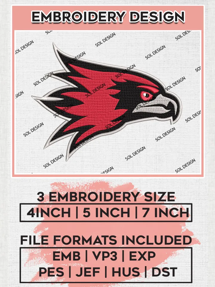 Southeast Missouri State Redhawks Mascot Embroidery Designs, NCAA Logo Embroidery Files, NCAA Southeast Missouri State Logo, NCAA Embroidery Designs, Machine Embroidery Designs, Digital Download