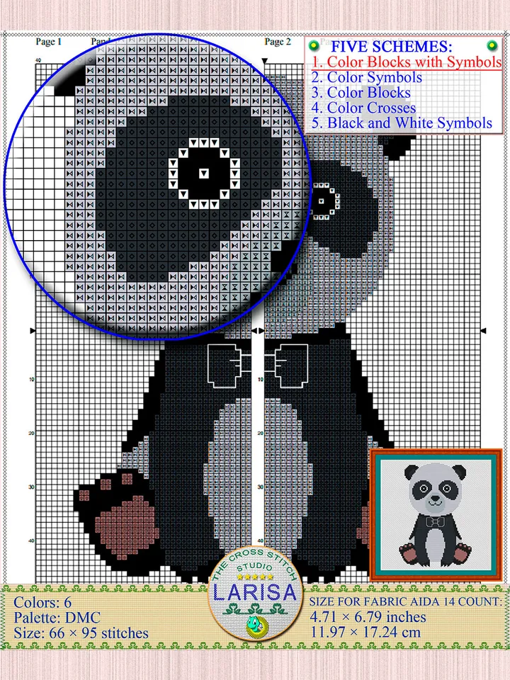 Panda Cross Stitch Pattern | Cute Panda Bear Chart