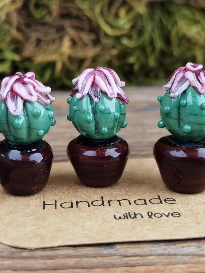 GLASS FIGURINES Cactus figurine Tiny cactus miniature cactus Blown glass art cactus ornaments Aquarium decor Cacti Succulent Dollhouse decor