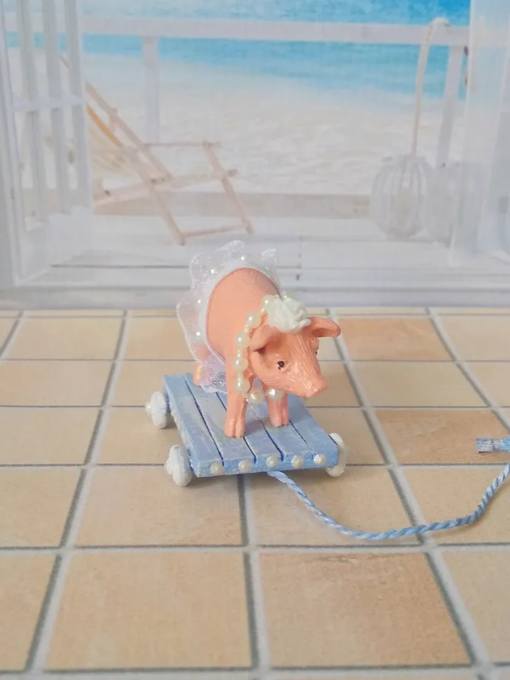 Pig on a cart. Toy for the doll.1:12 scale.