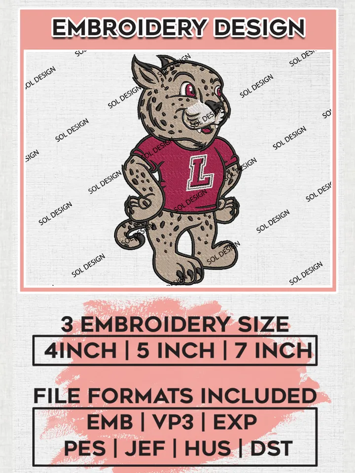 NCAA Lafayette Leopards College Team Mascot Logo Embroidery Design Files, NCAA Lafayette Leopards Machine Embroidery, NCAA Teams, 3 sizes, NCAA Machine embroidery designs, Digital Download