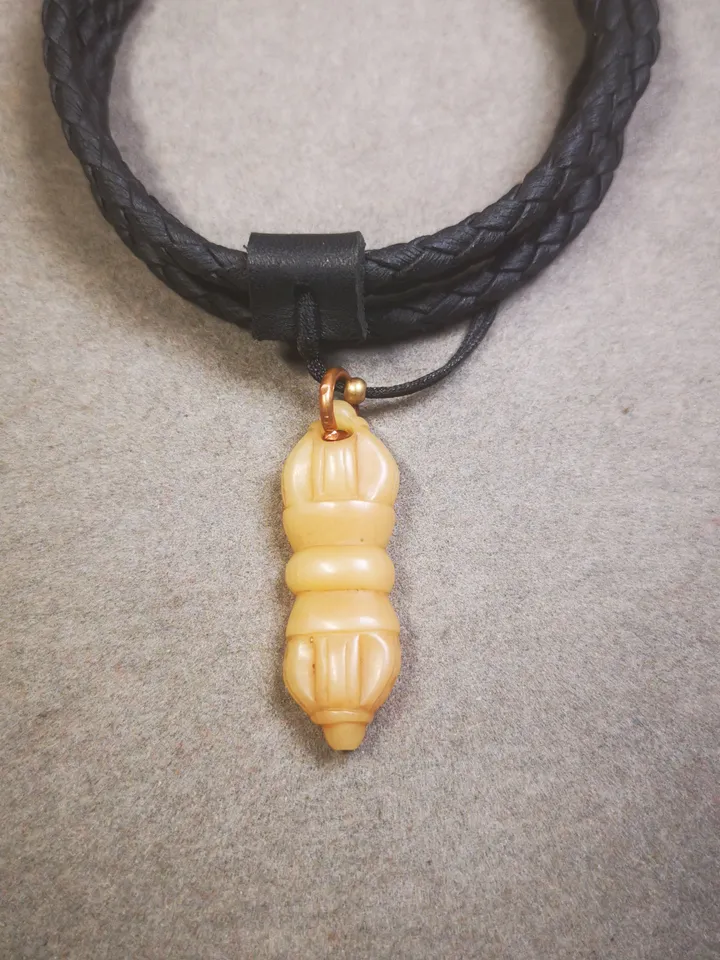 Gandhanra Hand Carved  Tibetan Yak Bone Amulet,Vajra Pendant for Mala,Prayer Beads