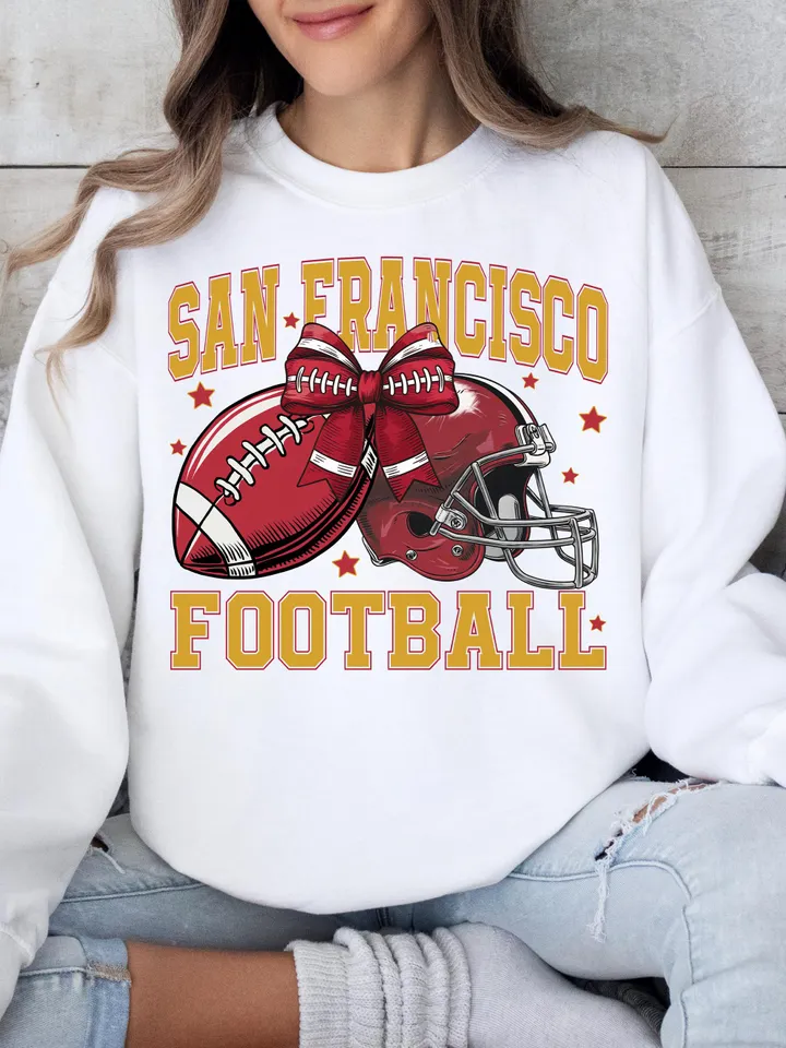 San Francisco Football png, Coquette Football PNG, Football PNG, Football Team PNG, Football Sweatshirt, Football Digital Red Team Football