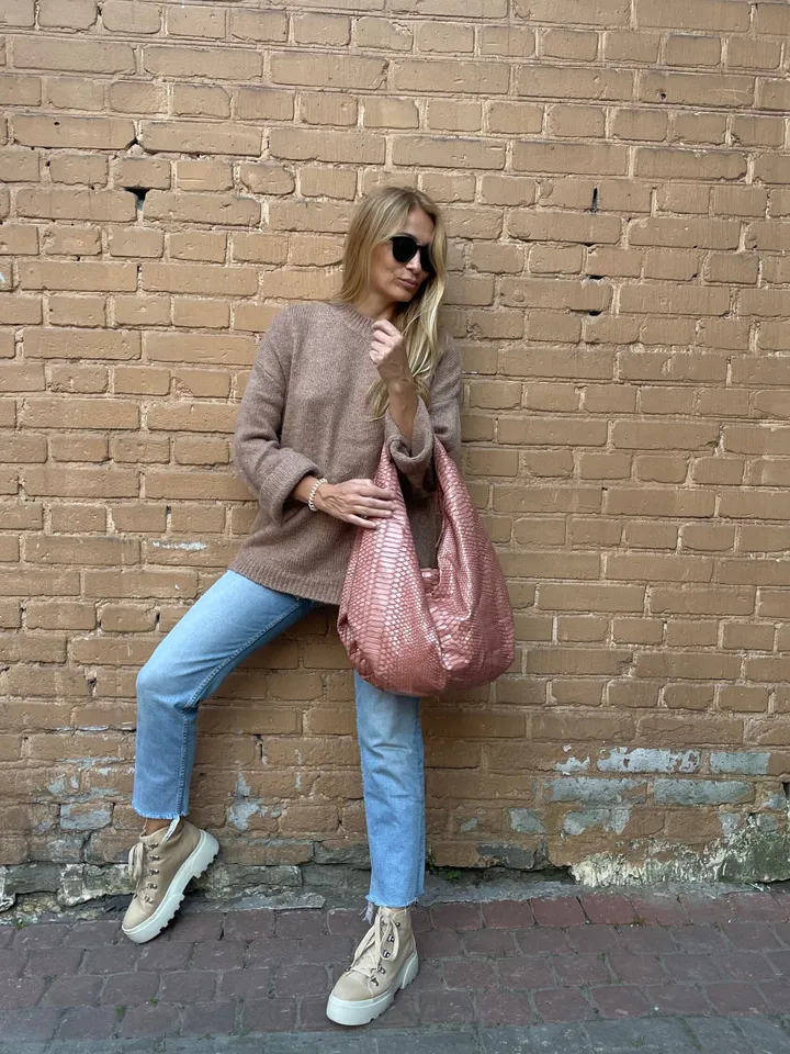 Big Soft Hobo Classy Sport Woman Bag | Purse Genuine Python Skin | Python Skin Products | Beige Big Elegant Leather Designer Soft Bag Snake