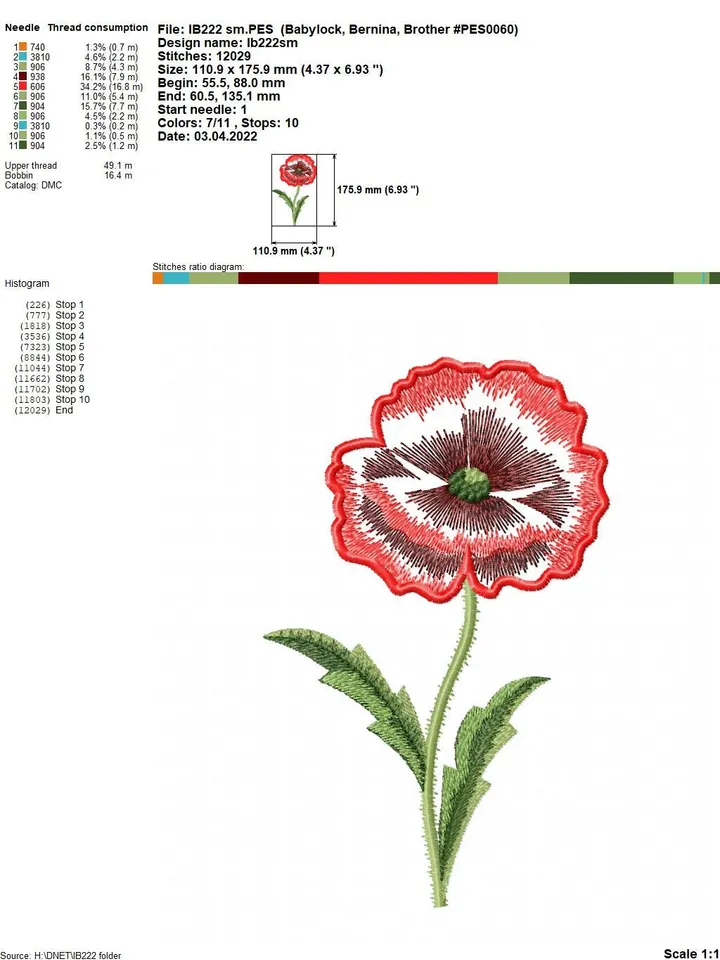 Poppy FlowerApplique 3Dmachine embroidery design applique pattern digital embroidery pattern home and clothing décor embroidery motif floraL