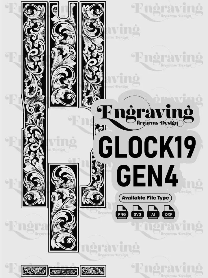 Glock19 Gen4 Engraving Design | Glock19Gen4 | Vector File Bundle for Laser Engraving Svg