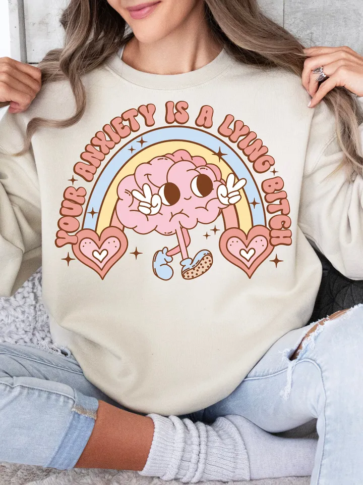 Your Anxiety is Lying, Mental Health PNG | Digital Design | Happy Png | Sublimation | Cute png | retro png | Shirt Designs |Sublimation PNG