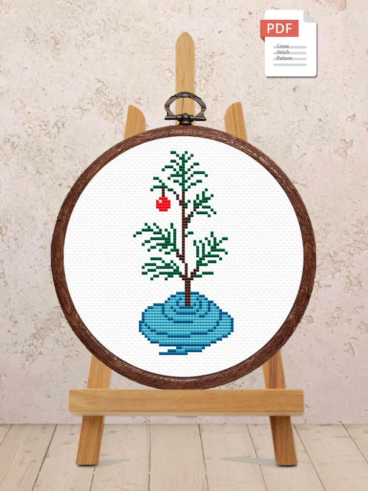 Christmas Tree Cross Stitch Pattern, Modern Christmas cross stitch chart, XMas Motifs, simple, easy, quick, Merry Christmas #hld028