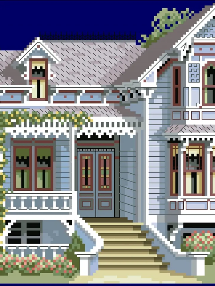 Vintage Cross Stitch Pattern Victorian House Counted Digital Download PDF