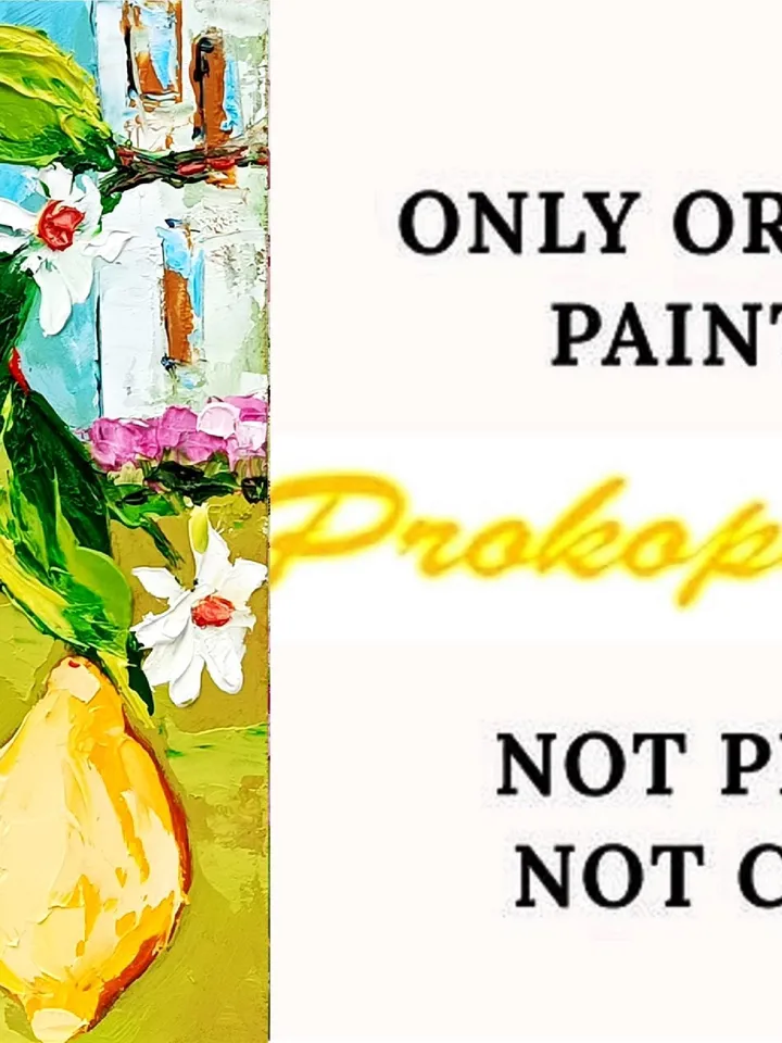 Lemon Tree Painting Courtyard Original Art Impasto Oil Painting Italian Landscape mall Art Unique Original Oil Painting Modern Art 7x5