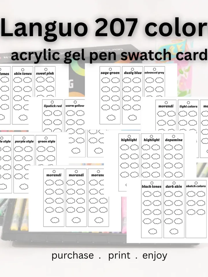 GuangNa 72-Piece Acrylic Marker Swatch Template Printable PDF Pages ...