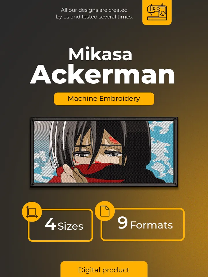 Mikasa Ackerman Embroidery Design / Attack on Titan Anime Embroidery Design/ Machine Embroidery Pattern