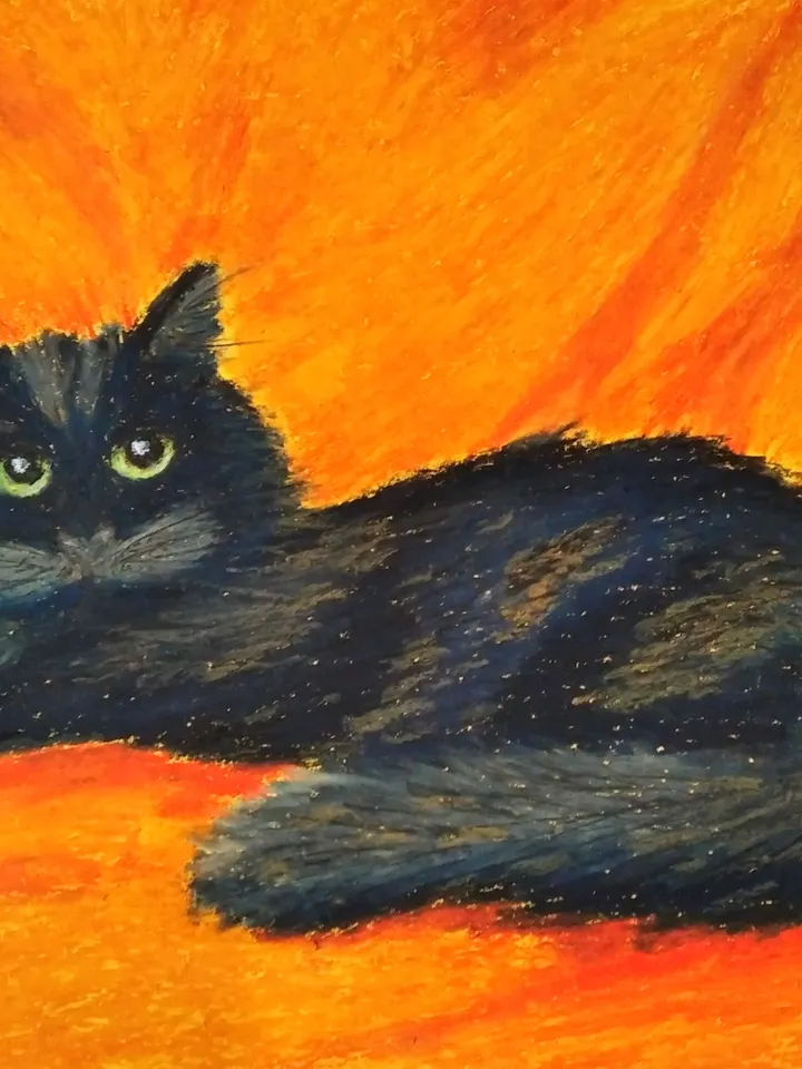 Cat Painting in pastel on paper