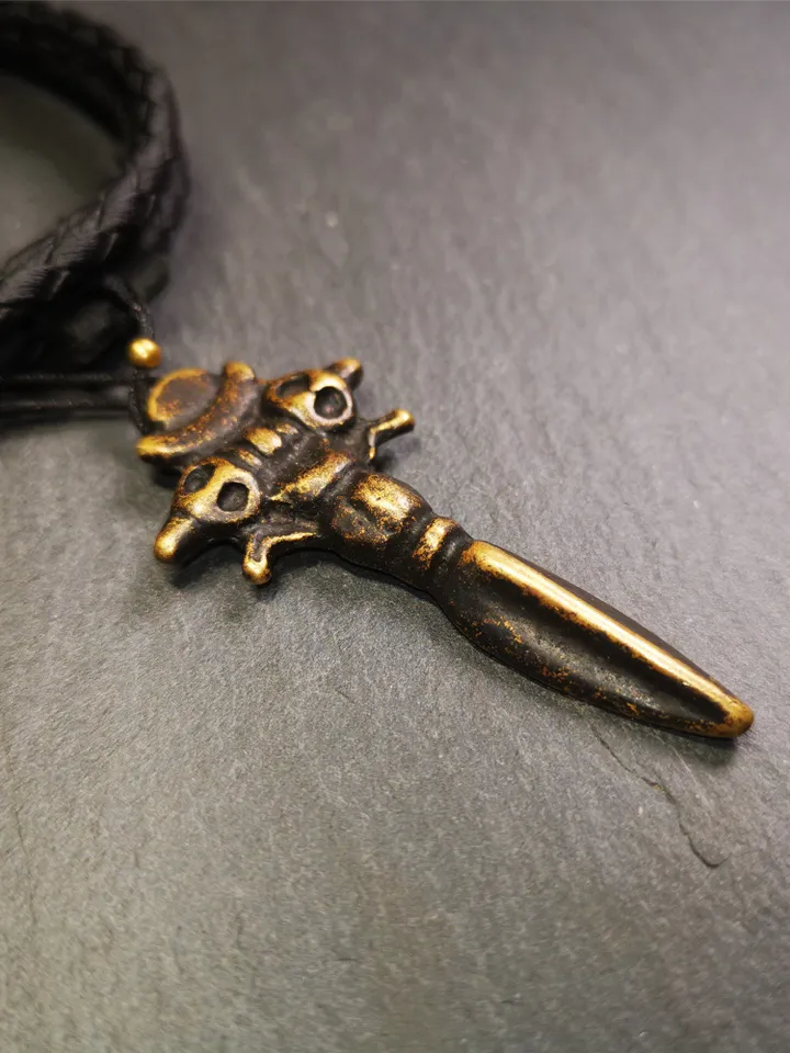 Gandhanra Handmade Tibetan Amulet Necklace,Cross Vajra Phurba,Kila(Dorje Phurba) ,Made of Brass,2.36&quot;