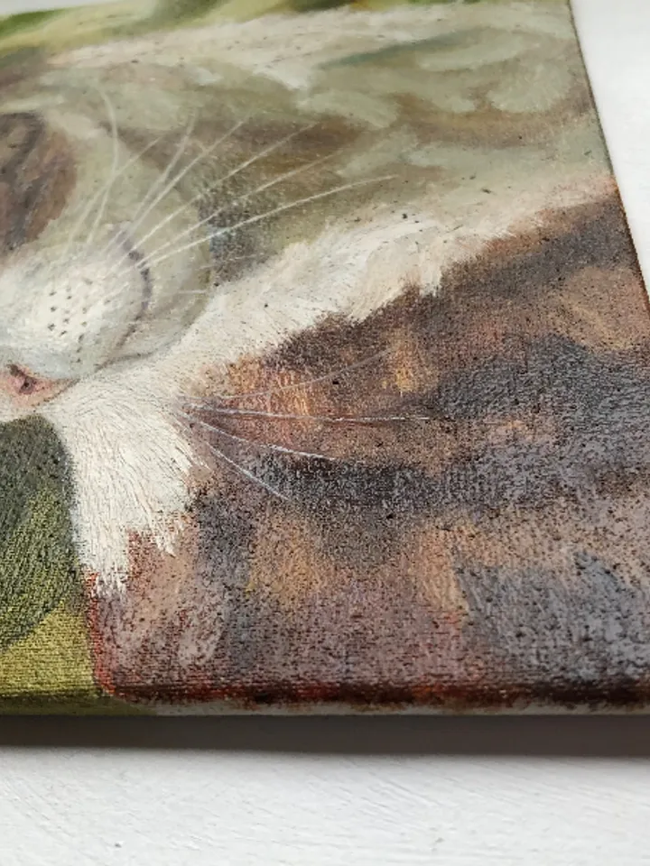 Ginger cat original oil painting on canvas animal art pet painting hand painted modern painting wall art 8x8 inches