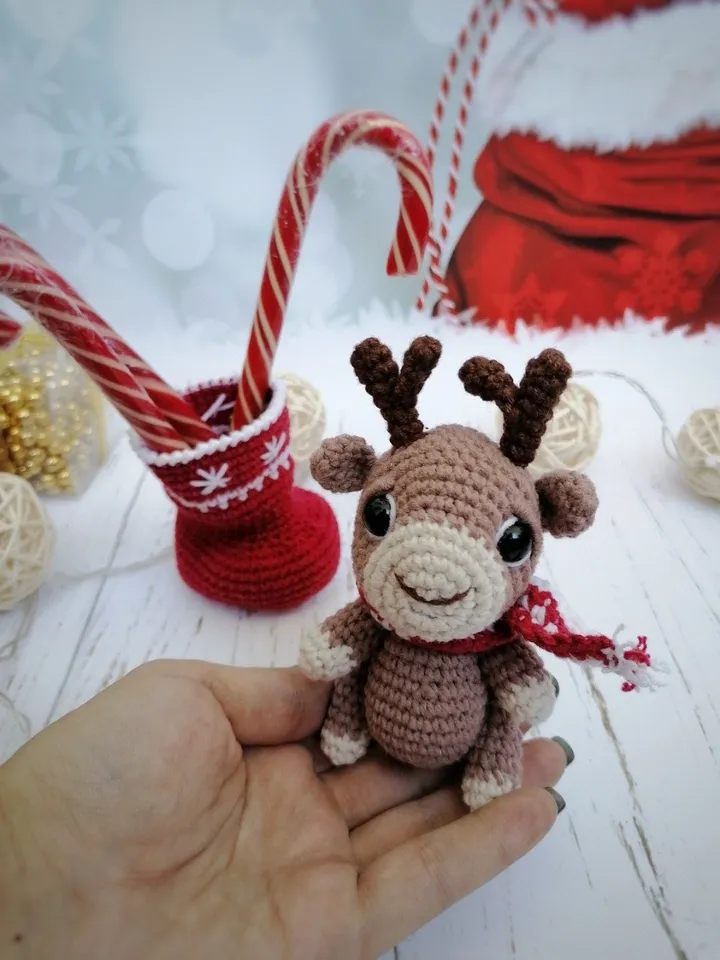 PDF Christmas Deer in a sock Christmas amigurumi pattern Christmas ornament Deer Christmas decoration X-mas crochet Amigurumi Christmas Sock