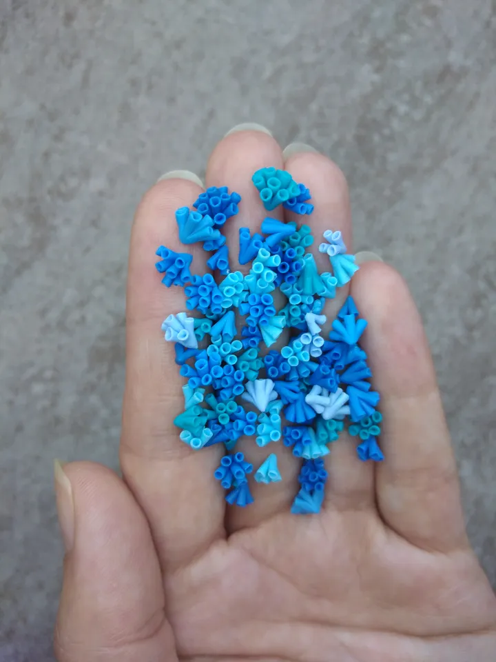 Set of miniature corals shades of blue, tiny corals for diorama, dollhouse or resin art