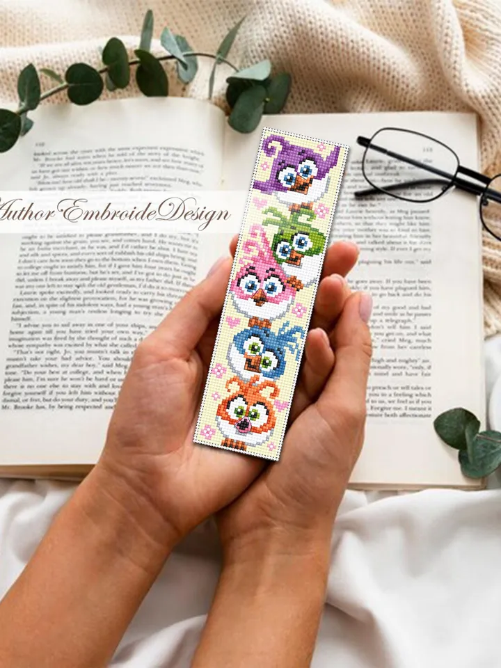 Bird bookmark cross stitch pattern PDF download Funny birds cross stitch chart, Cute bookmark pattern digital PDF, Bird lover gift #B419