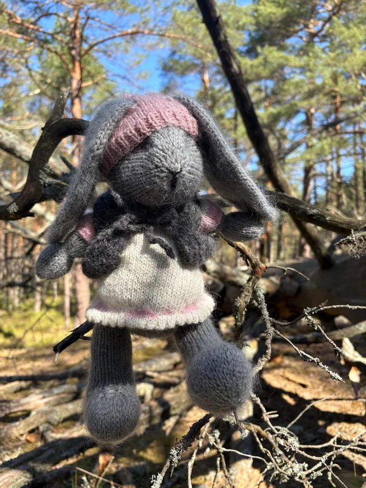 Soft Knitted Bunny Toy – Handmade Alpaca Plush, Cute Gift for Kids Adults