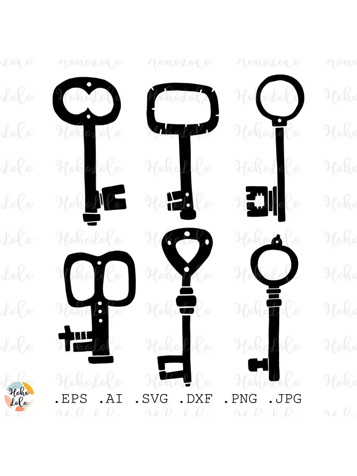 Old Keys Svg, Old Keys Cricut, Old Keys Template Dxf, Old Keys Linocut Style, Old Keys Scandi, Old Keys Clipart Png