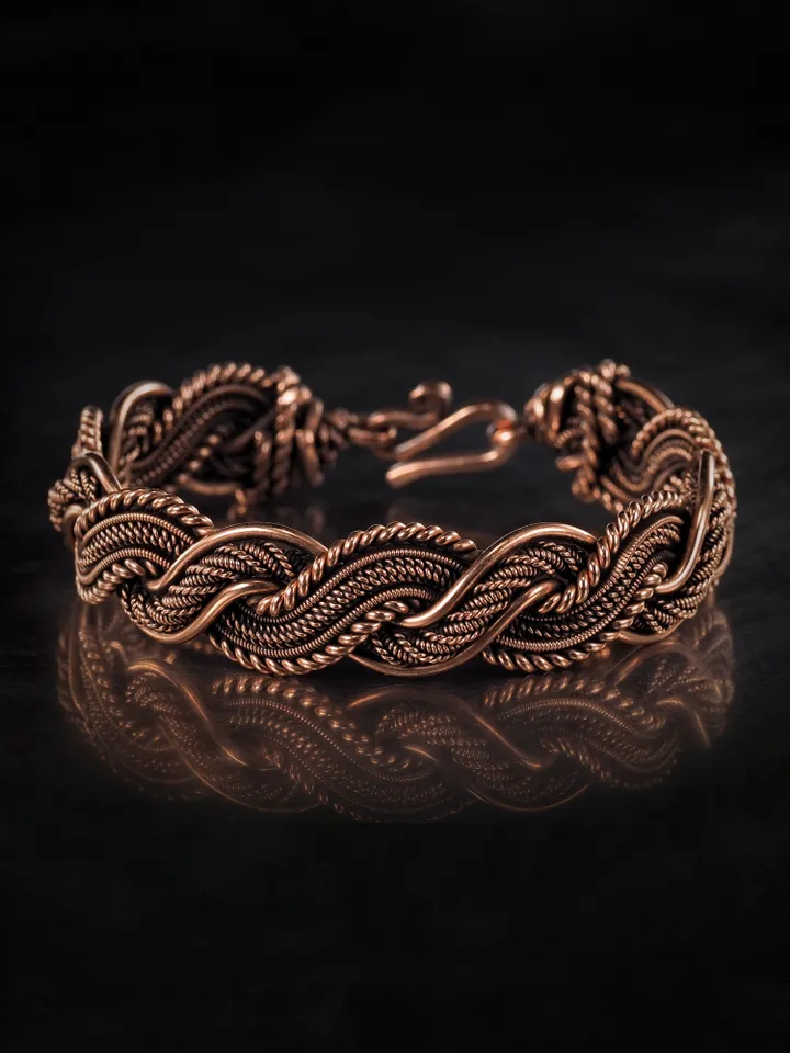 Copper wire wrapped bracelet for woman 7th Anniversary gift Small size bracelet