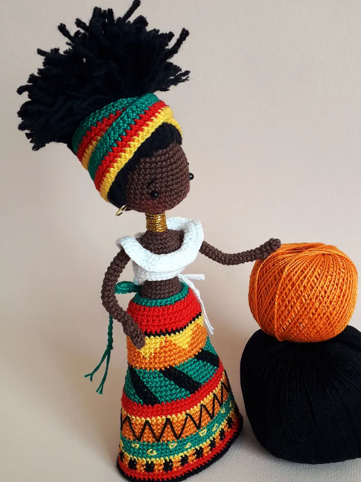 Pattern African Doll, Pattern Crochet African doll, Pattern Black Doll