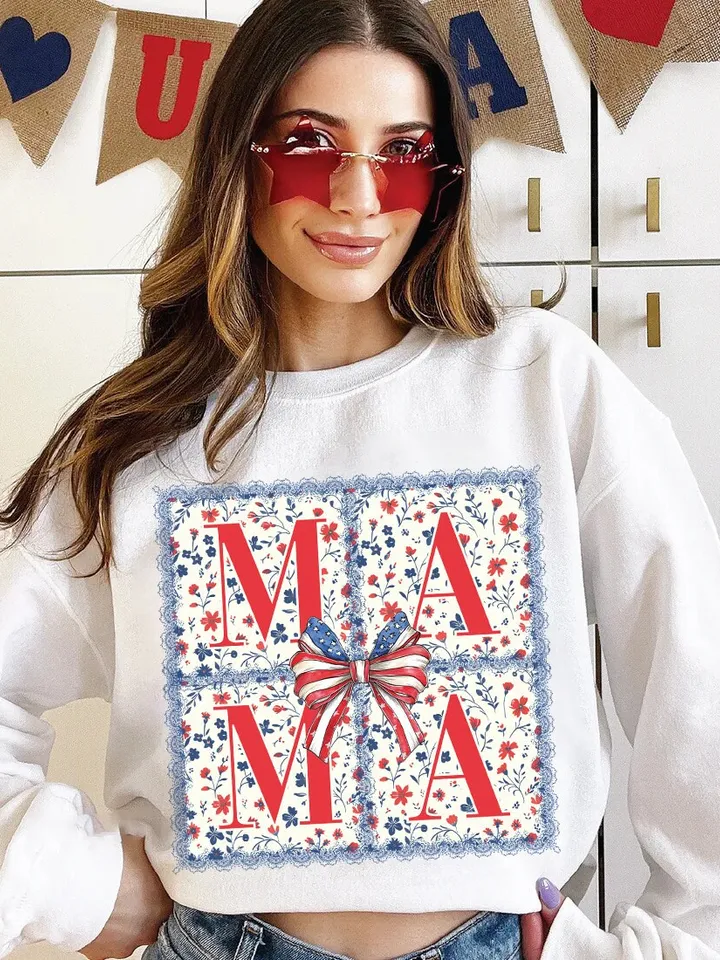 Retro Coquette Boho Mama PNG, 4th of July PNG, Fourth of July png, Bow Floral Mama Png, Sublimation, Digital Download, USA America Freedom
