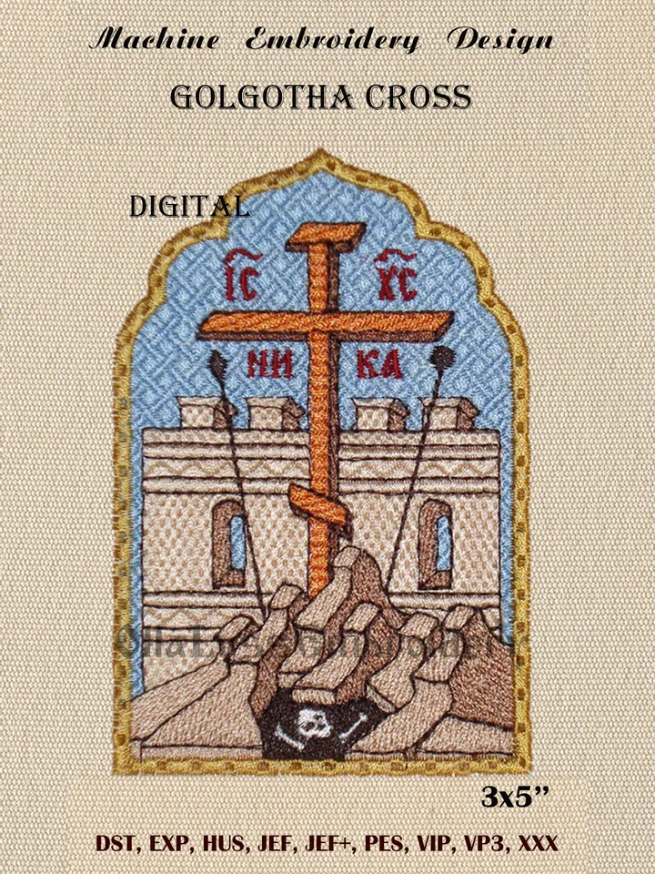 Golgotha cross embroidery design