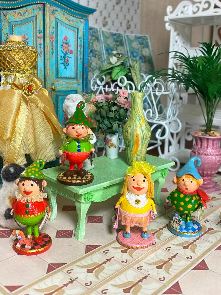 Doll toy. 1:12. Gnomes. Handmade. Circus figurine.