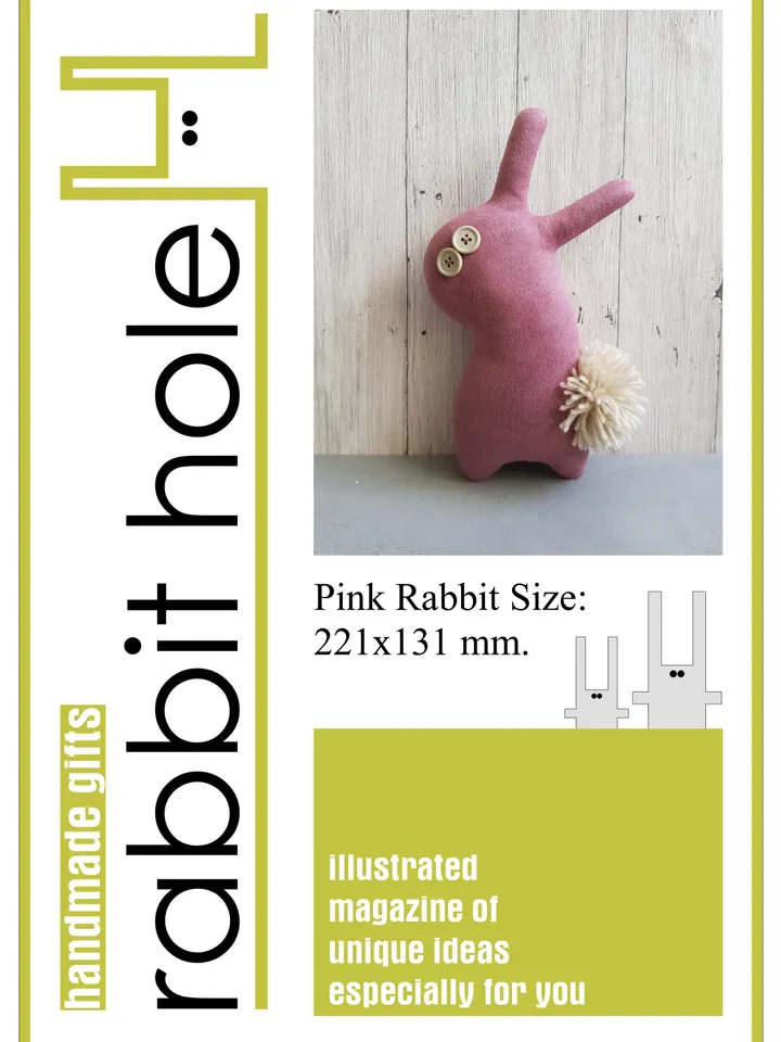 Bunny doll sewing pattern PDF digital tutorial in english, stuffed animal sewing diy